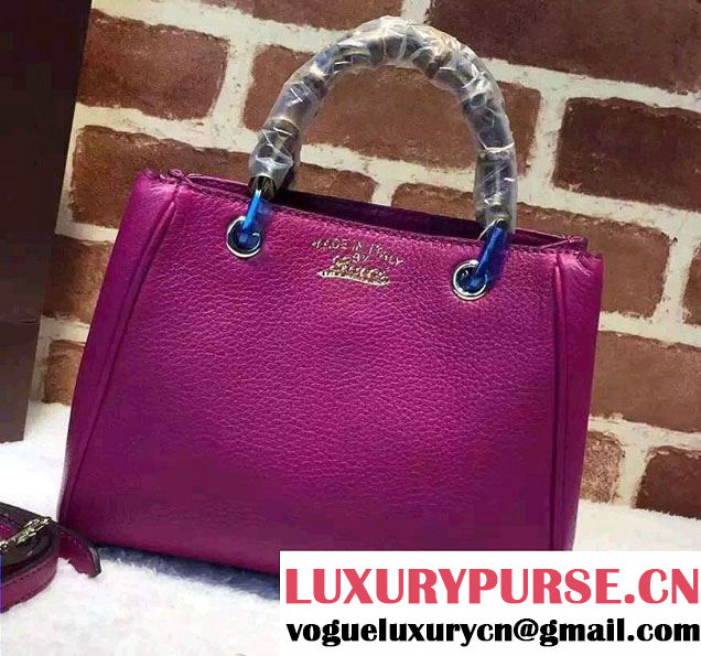 Gucci Mini Bamboo Shopper Leather Top Handle Bag 368823 Purple