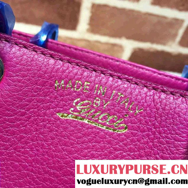 Gucci Mini Bamboo Shopper Leather Top Handle Bag 368823 Purple