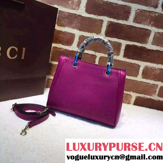 Gucci Mini Bamboo Shopper Leather Top Handle Bag 368823 Purple