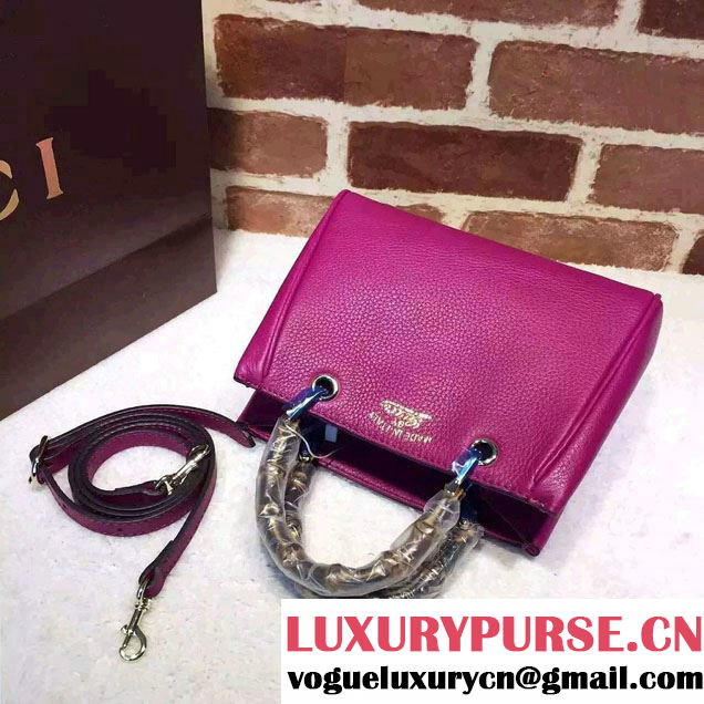 Gucci Mini Bamboo Shopper Leather Top Handle Bag 368823 Purple
