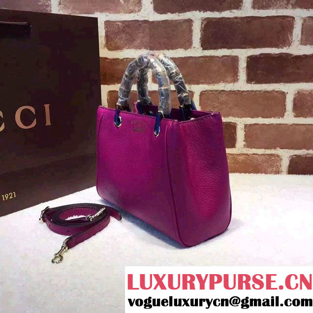 Gucci Mini Bamboo Shopper Leather Top Handle Bag 368823 Purple