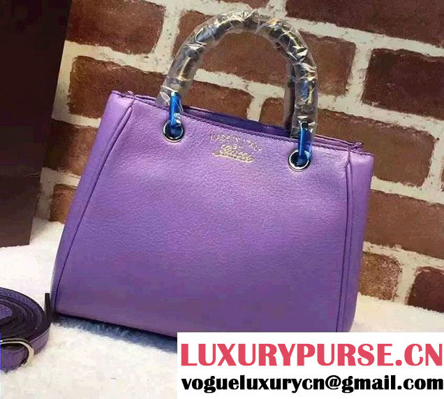 Gucci Mini Bamboo Shopper Leather Top Handle Bag 368823 Lavender