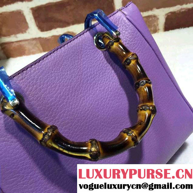 Gucci Mini Bamboo Shopper Leather Top Handle Bag 368823 Lavender