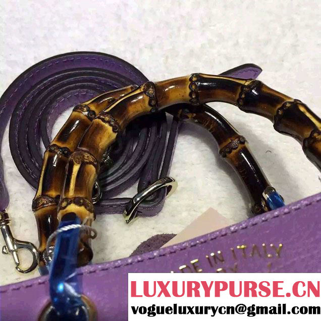 Gucci Mini Bamboo Shopper Leather Top Handle Bag 368823 Lavender