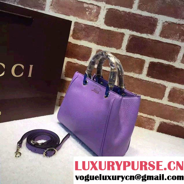 Gucci Mini Bamboo Shopper Leather Top Handle Bag 368823 Lavender