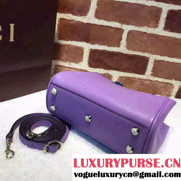 Gucci Mini Bamboo Shopper Leather Top Handle Bag 368823 Lavender