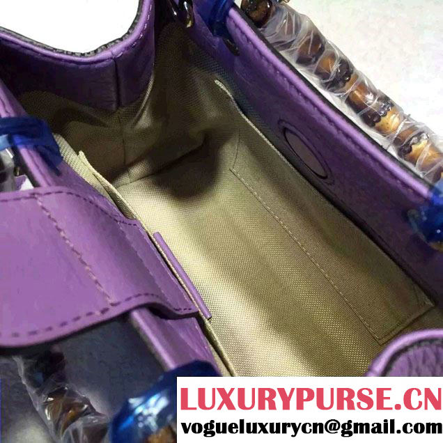 Gucci Mini Bamboo Shopper Leather Top Handle Bag 368823 Lavender