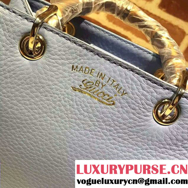 Gucci Mini Bamboo Shopper Leather Top Handle Bag 368823 Sky Blue