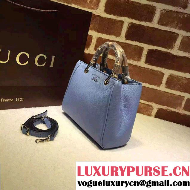 Gucci Mini Bamboo Shopper Leather Top Handle Bag 368823 Sky Blue