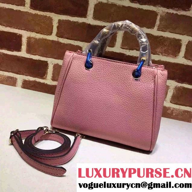 Gucci Mini Bamboo Shopper Leather Top Handle Bag 368823 Pink