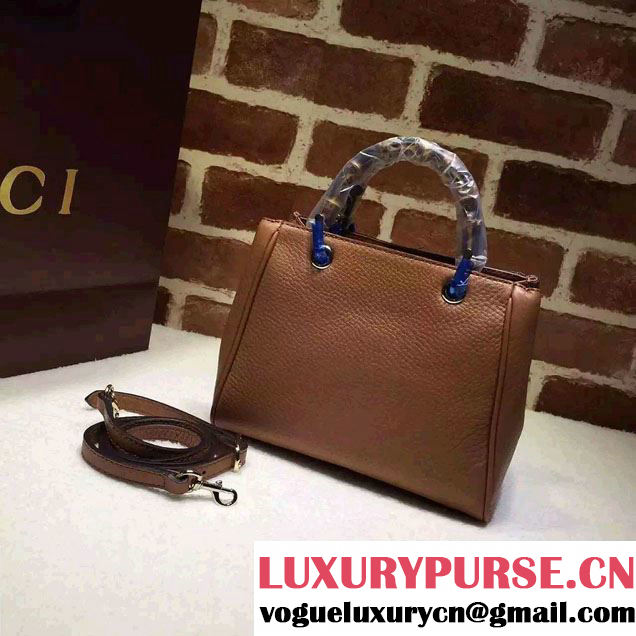 Gucci Mini Bamboo Shopper Leather Top Handle Bag 368823 Brown
