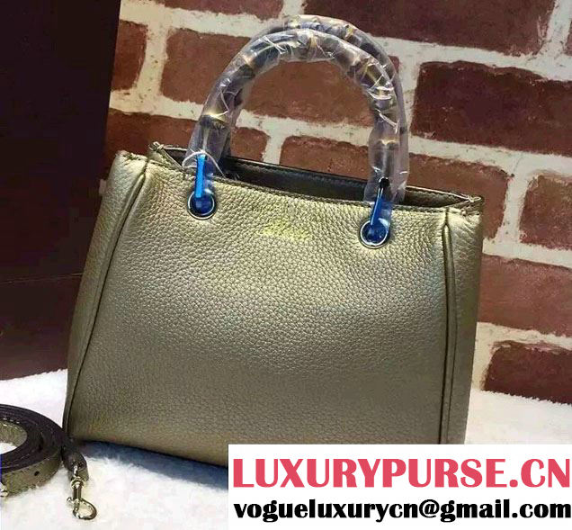 Gucci Mini Bamboo Shopper Leather Top Handle Bag 368823 Gold