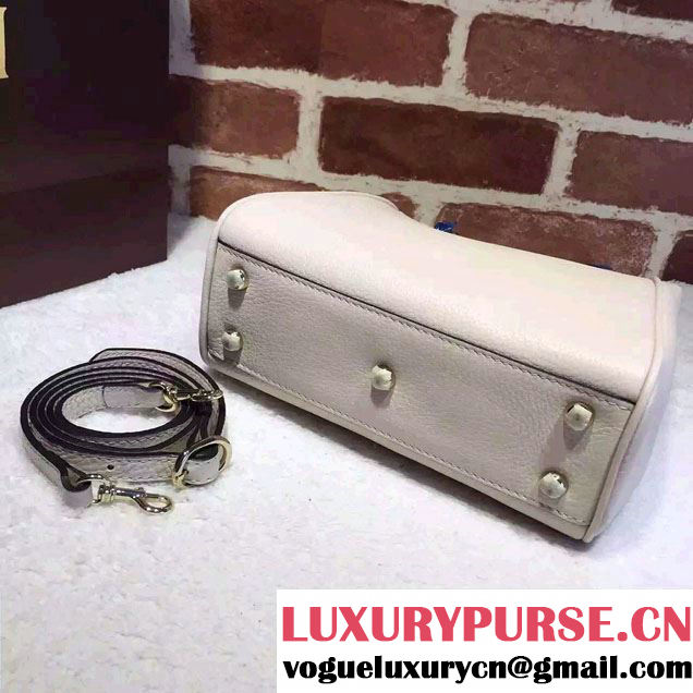 Gucci Mini Bamboo Shopper Leather Top Handle Bag 368823 White