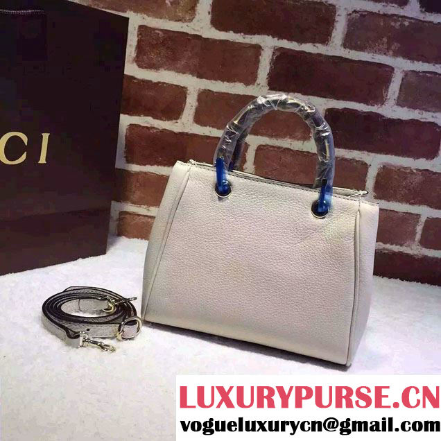 Gucci Mini Bamboo Shopper Leather Top Handle Bag 368823 White
