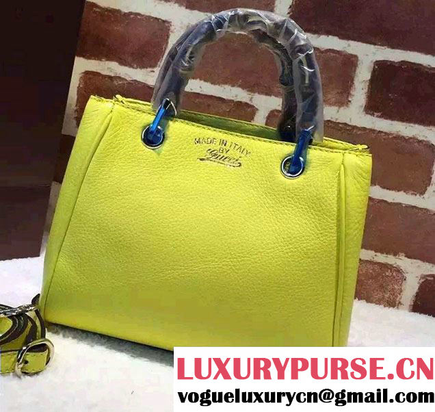 Gucci Mini Bamboo Shopper Leather Top Handle Bag 368823 Yellow