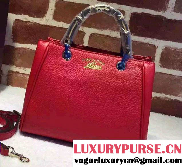 Gucci Mini Bamboo Shopper Leather Top Handle Bag 368823 Red