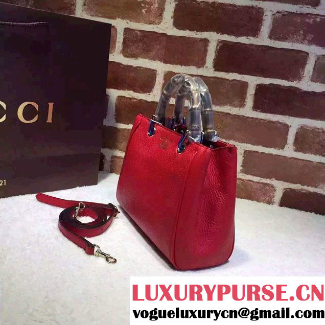 Gucci Mini Bamboo Shopper Leather Top Handle Bag 368823 Red