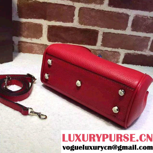 Gucci Mini Bamboo Shopper Leather Top Handle Bag 368823 Red