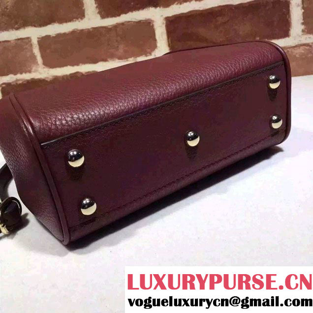 Gucci Mini Bamboo Shopper Leather Top Handle Bag 368823 Burgundy