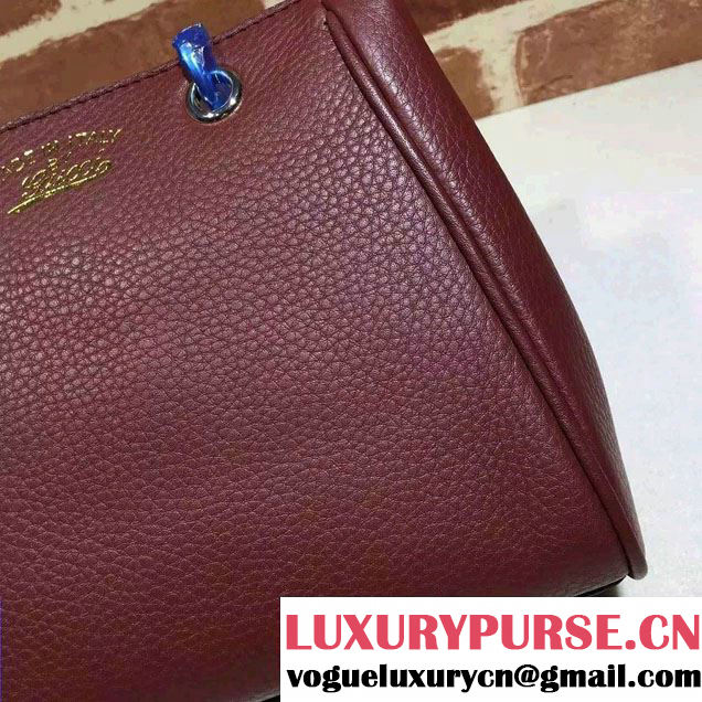 Gucci Mini Bamboo Shopper Leather Top Handle Bag 368823 Burgundy