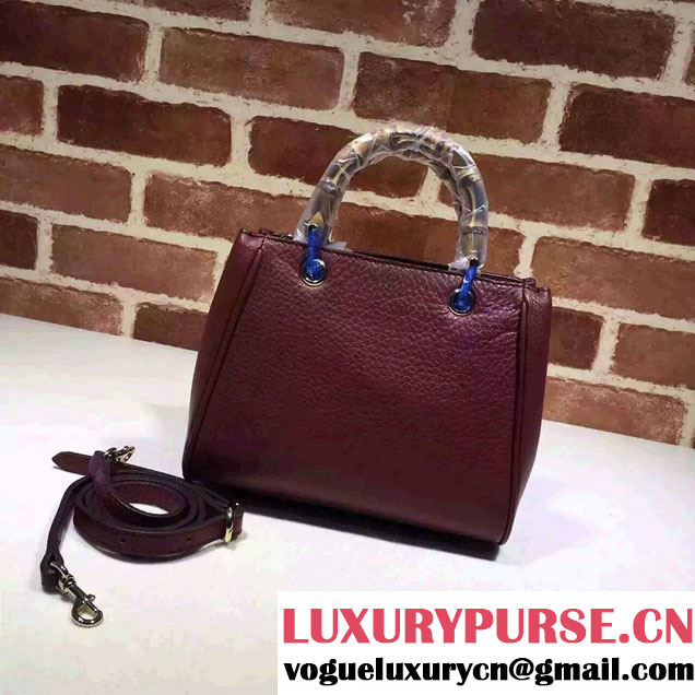 Gucci Mini Bamboo Shopper Leather Top Handle Bag 368823 Burgundy