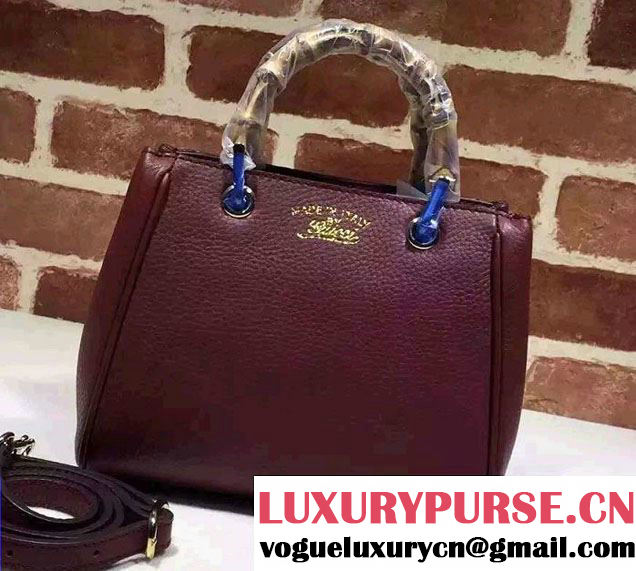 Gucci Mini Bamboo Shopper Leather Top Handle Bag 368823 Burgundy