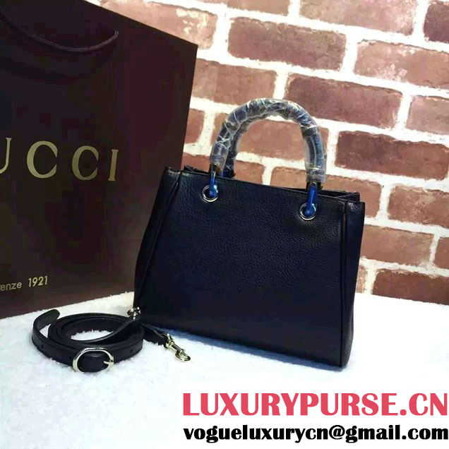 Gucci Mini Bamboo Shopper Leather Top Handle Bag 368823 Black