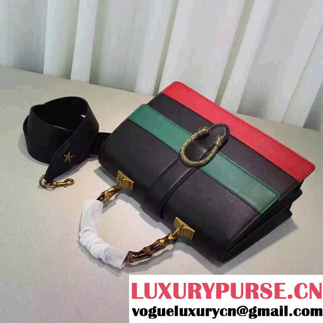 Gucci Dionysus Leather Top Handle Large Bag 421999 Black/Green/Red 2016