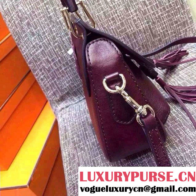 Gucci Fringe Leather Bamboo Top Handle Bag 383929 Burgundy 2016