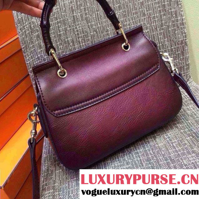 Gucci Fringe Leather Bamboo Top Handle Bag 383929 Burgundy 2016
