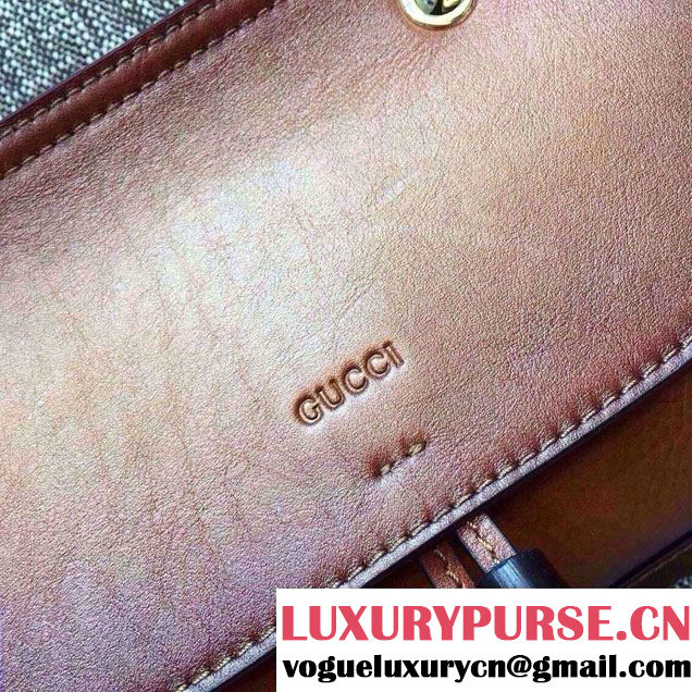 Gucci Fringe Leather Bamboo Top Handle Bag 383929 Brown 2016