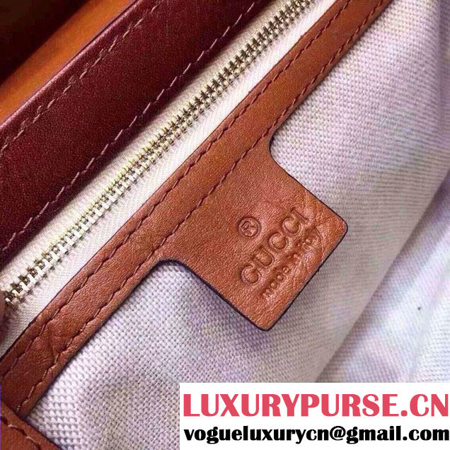 Gucci Fringe Leather Bamboo Top Handle Bag 383929 Brown 2016