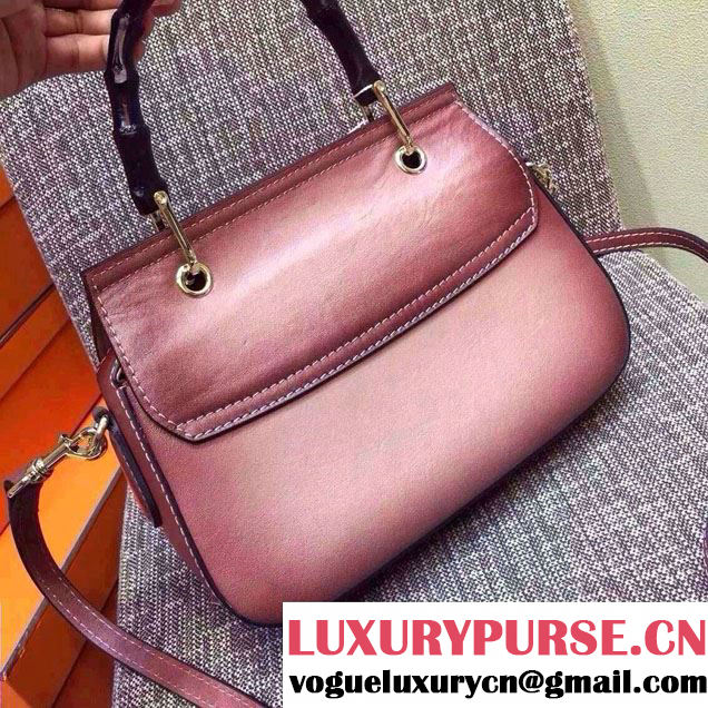 Gucci Fringe Leather Bamboo Top Handle Bag 383929 Nude Pink 2016