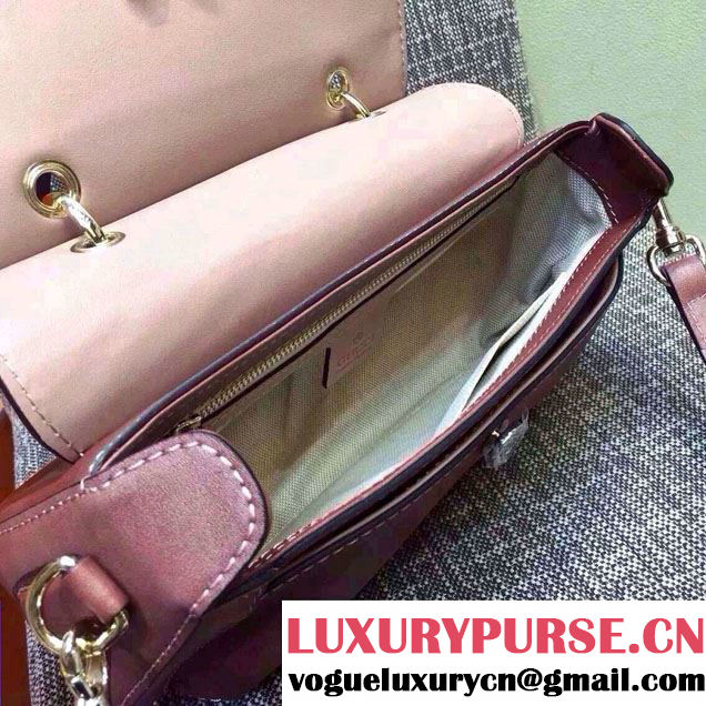 Gucci Fringe Leather Bamboo Top Handle Bag 383929 Nude Pink 2016