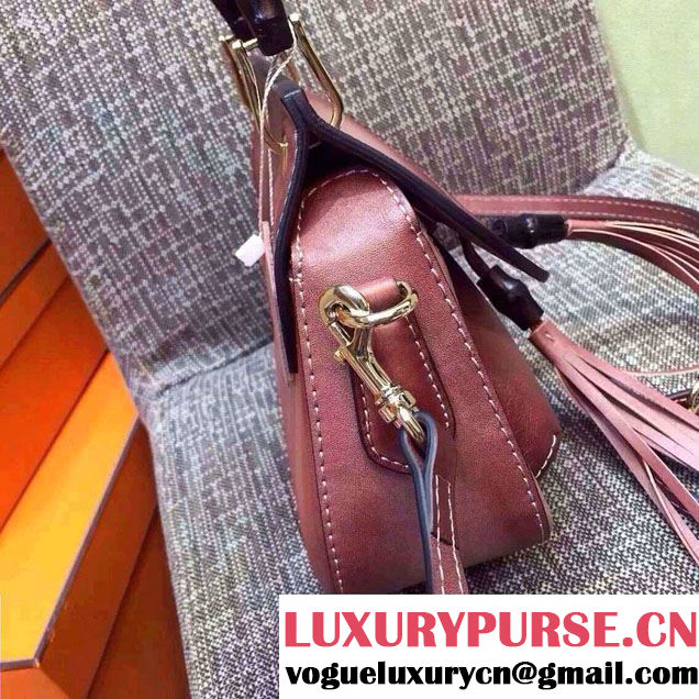 Gucci Fringe Leather Bamboo Top Handle Bag 383929 Nude Pink 2016