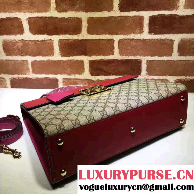 Gucci Padlock GG Supreme Top Handle Medium Bag 432674 Red 2016