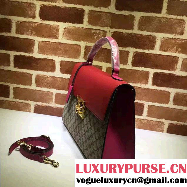 Gucci Padlock GG Supreme Top Handle Medium Bag 432674 Red 2016