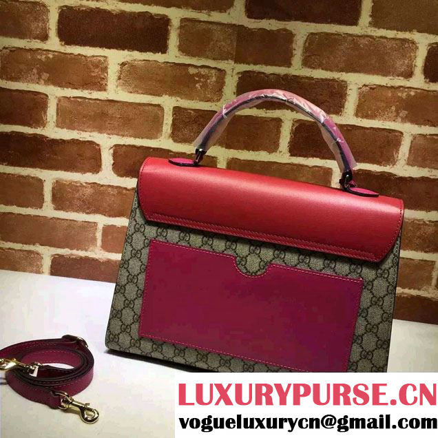 Gucci Padlock GG Supreme Top Handle Medium Bag 432674 Red 2016