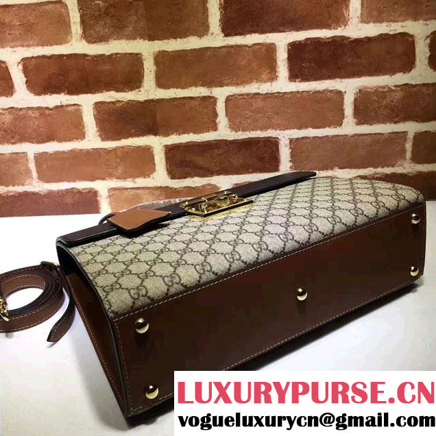 Gucci Padlock GG Supreme Top Handle Medium Bag 432674 Black 2016