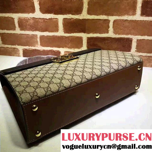 Gucci Padlock GG Supreme Top Handle Medium Bag 432674 Black 2016
