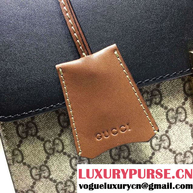 Gucci Padlock GG Supreme Top Handle Medium Bag 432674 Black 2016