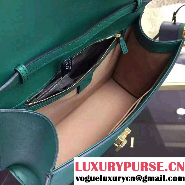 Gucci Sylvie Leather Top Handle Medium Bag 431665 Green 2016