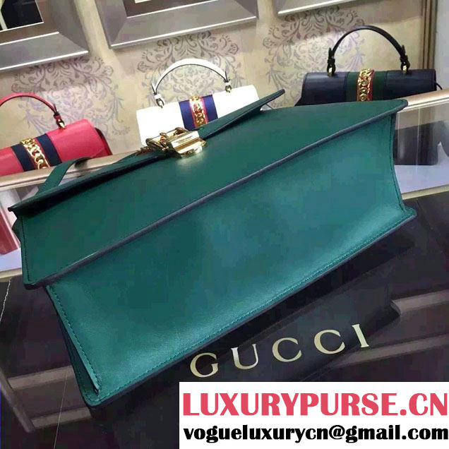 Gucci Sylvie Leather Top Handle Medium Bag 431665 Green 2016