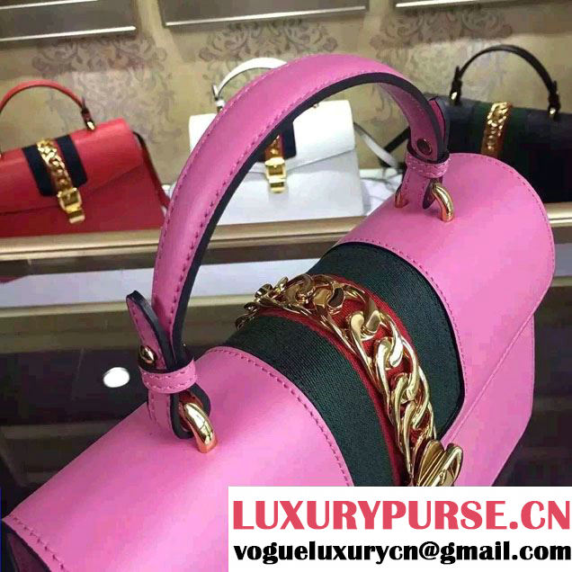 Gucci Sylvie Leather Top Handle Medium Bag 431665 Pink 2016