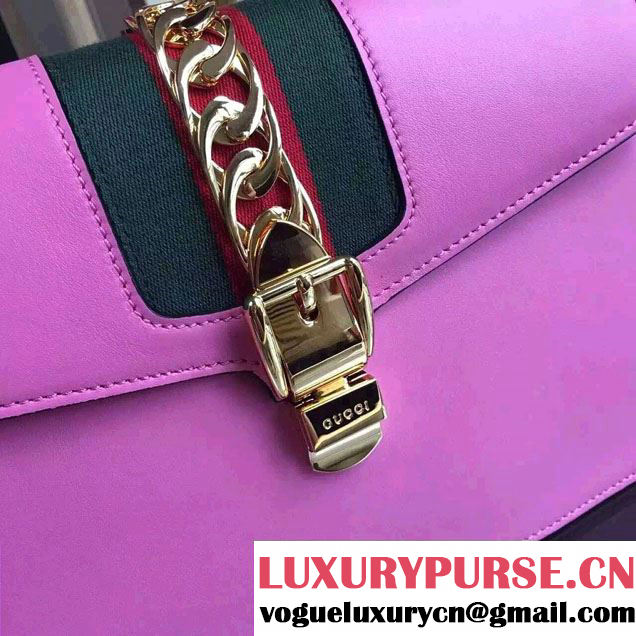 Gucci Sylvie Leather Top Handle Medium Bag 431665 Pink 2016