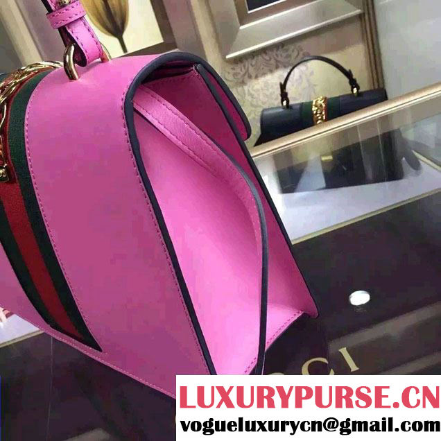 Gucci Sylvie Leather Top Handle Medium Bag 431665 Pink 2016