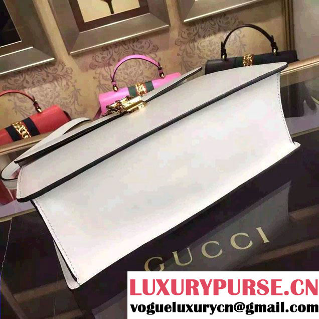 Gucci Sylvie Leather Top Handle Medium Bag 431665 White 2016