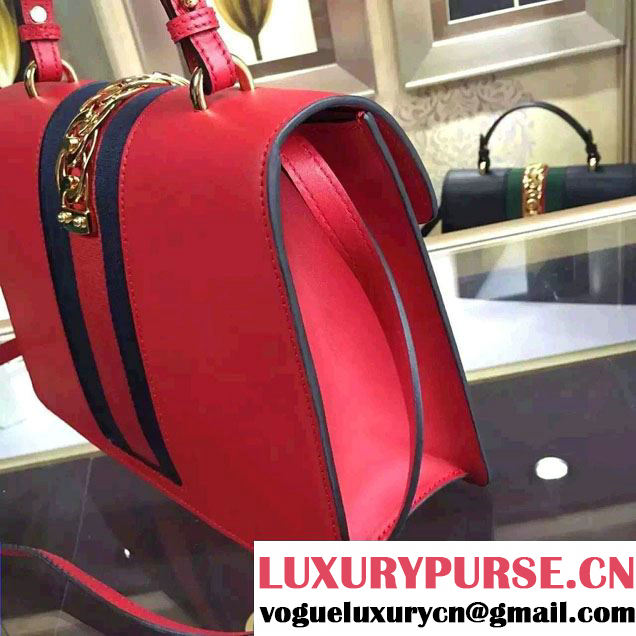 Gucci Sylvie Leather Top Handle Medium Bag 431665 Red 2016
