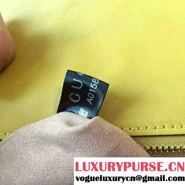 Gucci Sylvie Leather Signature Top Handle Medium Bag 431665 Yellow 2016