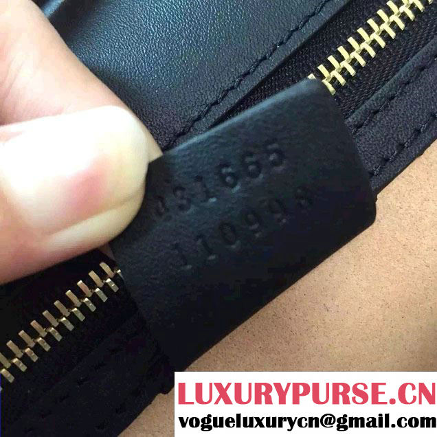 Gucci Sylvie Leather Signature Top Handle Medium Bag 431665 Black 2016